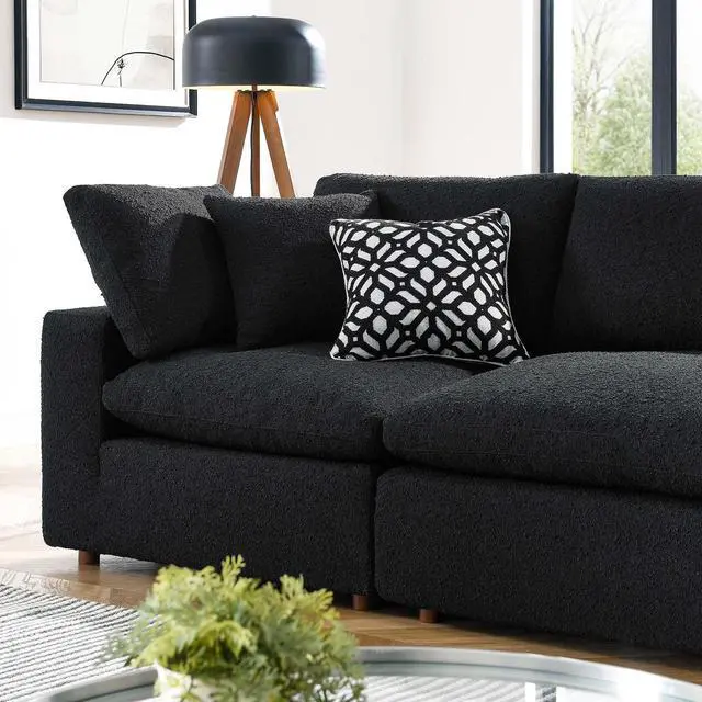 Alt view image 5 of 7 - Commix Down Filled Overstuffed Boucle Fabric 4-Seater Sofa