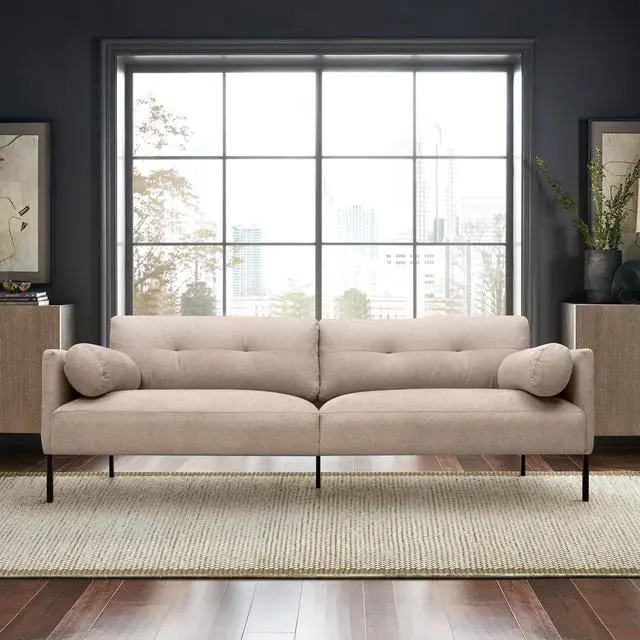 Alt view image 2 of 7 - Michalina 84" Gray Fabric Sofa with Black Metal Legs