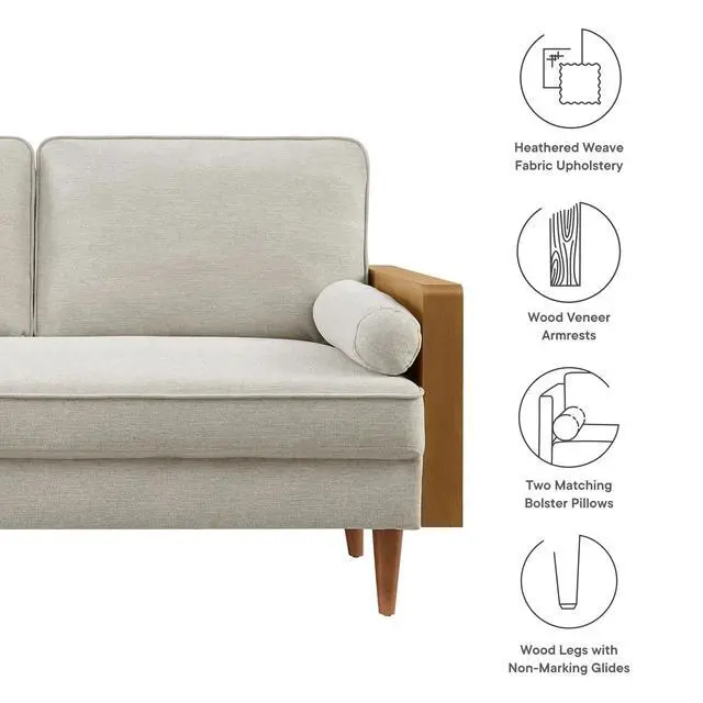 Alt view image 2 of 7 - Kellan Loveseat Collection by Modway - Heathered Weave, Performance Velvet, Vegan Leather