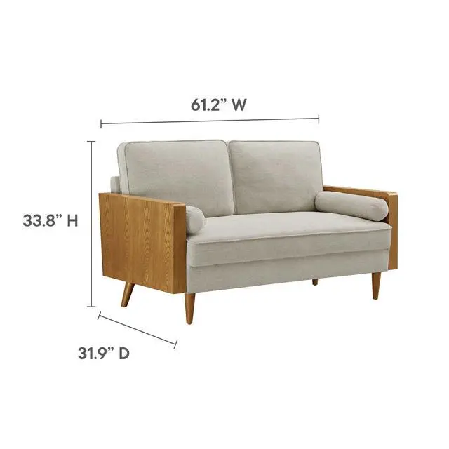 Alt view image 3 of 7 - Kellan Loveseat Collection by Modway - Heathered Weave, Performance Velvet, Vegan Leather