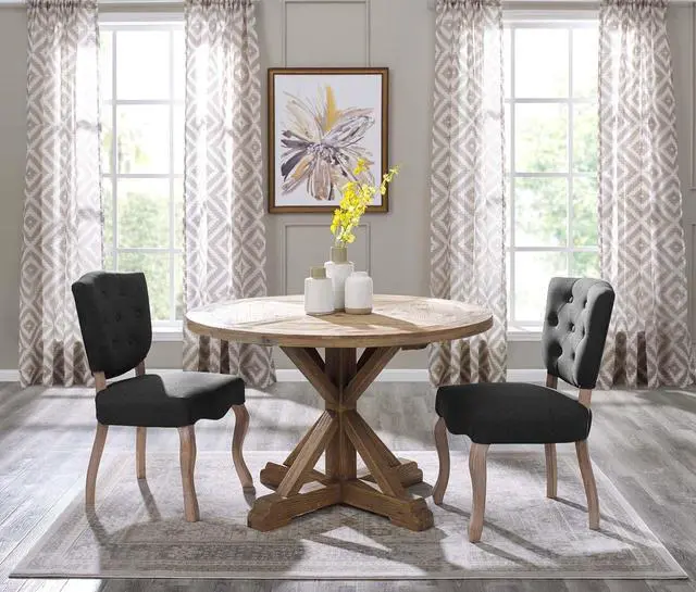 Alt view image 4 of 7 - Stitch Round Pine Wood Dining Table