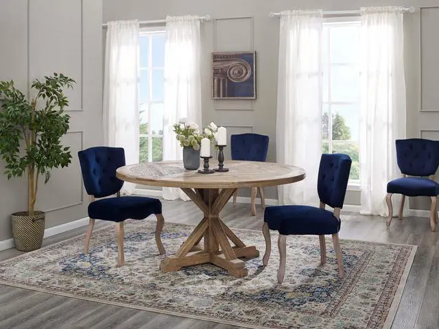 Alt view image 7 of 7 - Stitch Round Pine Wood Dining Table