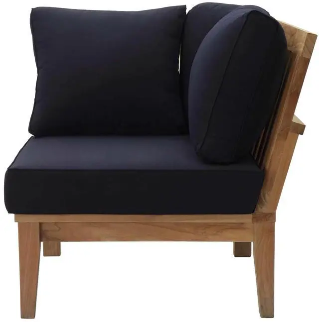 Alt view image 4 of 7 - Marina Outdoor Patio Teak Corner Sofa by Modway EEI-1146-NAT-NAV-SET