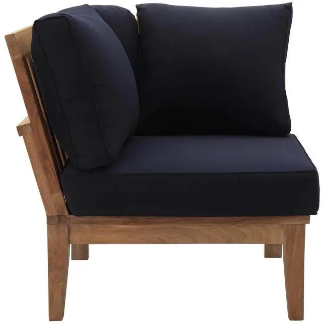 Alt view image 2 of 7 - Marina Outdoor Patio Teak Corner Sofa by Modway EEI-1146-NAT-NAV-SET
