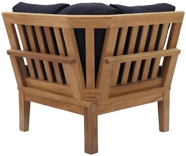 Alt view image 3 of 7 - Marina Outdoor Patio Teak Corner Sofa by Modway EEI-1146-NAT-NAV-SET