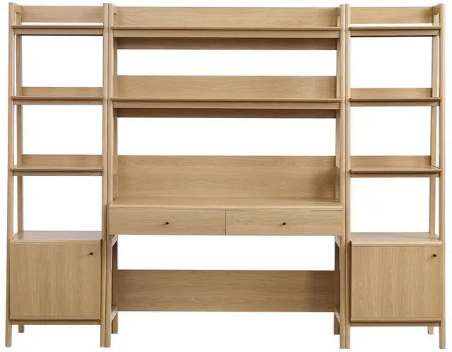 Alt view image 2 of 7 - Bixby 3-Piece Wood Office Desk and Bookshelf