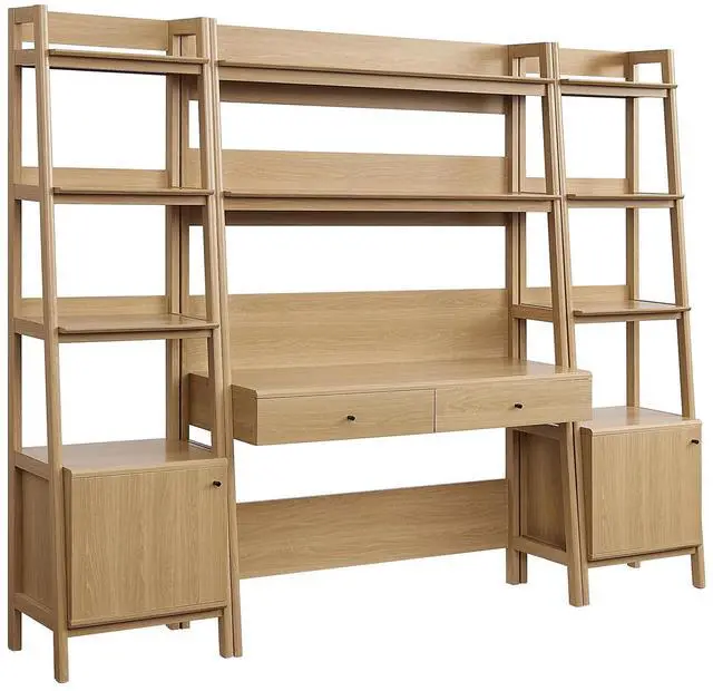 Main image of Bixby 3-Piece Wood Office Desk and Bookshelf