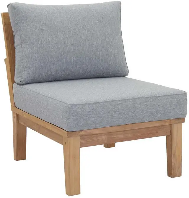 Alt view image 3 of 7 - Marina 6 Piece Outdoor Patio Teak Set by Modway EEI-1816-NAT-GRY-SET