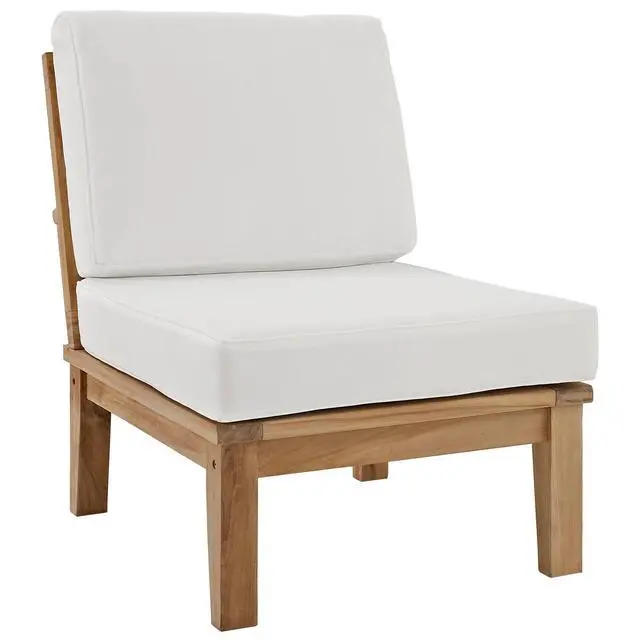 Alt view image 2 of 6 - Marina 3 Piece Outdoor Patio Teak Set by Modway EEI-1820-NAT-WHI-SET