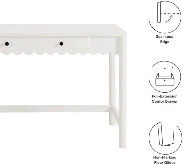 Alt view image 3 of 7 - Emmeline 1-Drawer Scallop Writing Desk by Modway