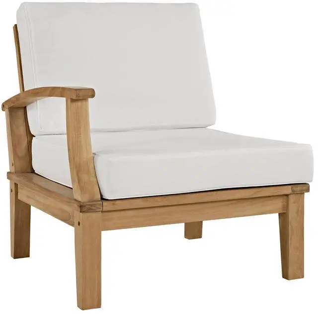 Alt view image 4 of 7 - Marina 6 Piece Outdoor Patio Teak Set by Modway EEI-1597-NAT-WHI-SET