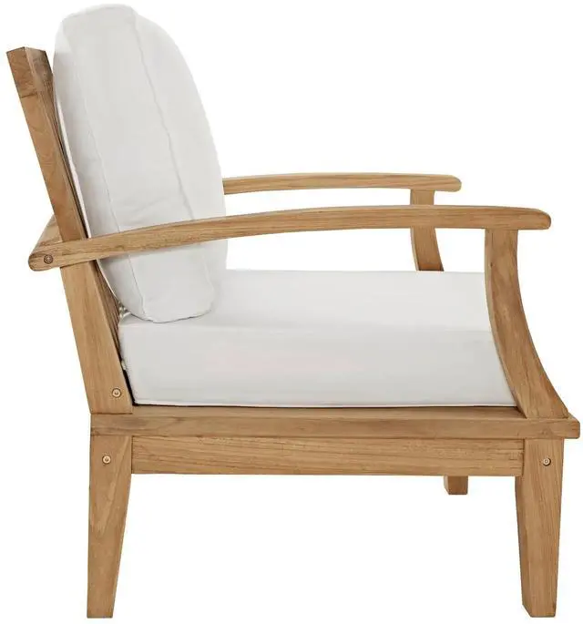 Alt view image 3 of 7 - Marina 6 Piece Outdoor Patio Teak Set by Modway EEI-1597-NAT-WHI-SET