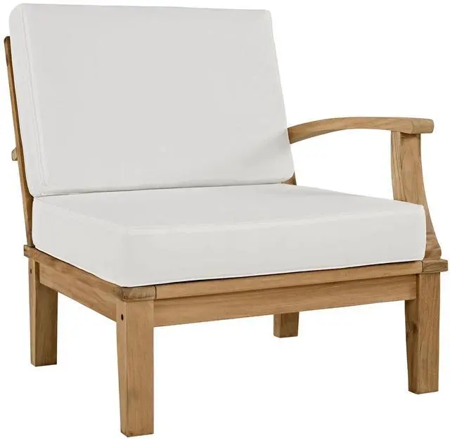 Alt view image 5 of 7 - Marina 6 Piece Outdoor Patio Teak Set by Modway EEI-1597-NAT-WHI-SET