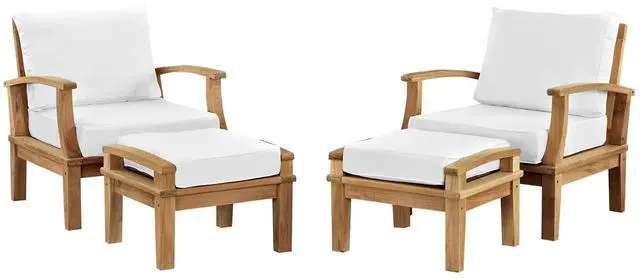 Main image of Marina 4 Piece Outdoor Patio Teak Set by Modway EEI-1537-NAT-WHI-SET