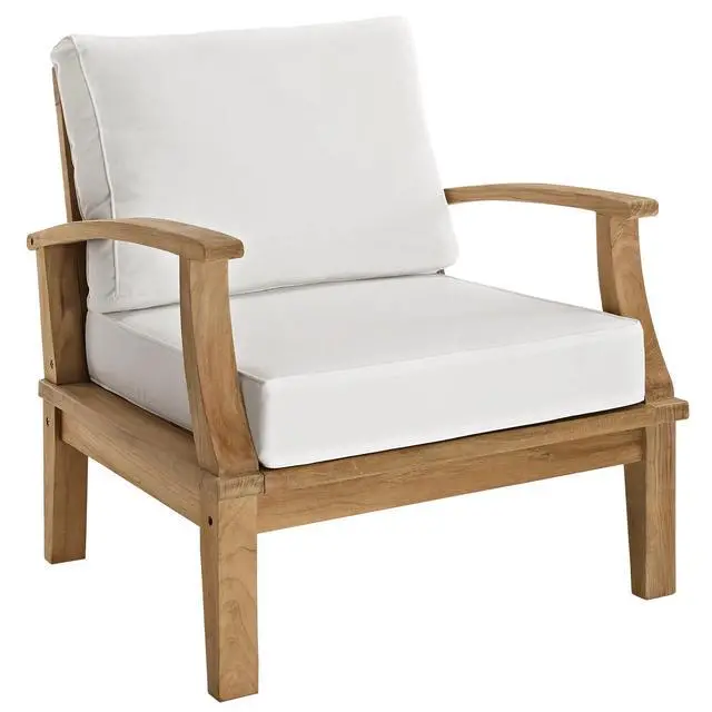 Alt view image 2 of 6 - Marina 4 Piece Outdoor Patio Teak Set by Modway EEI-1537-NAT-WHI-SET