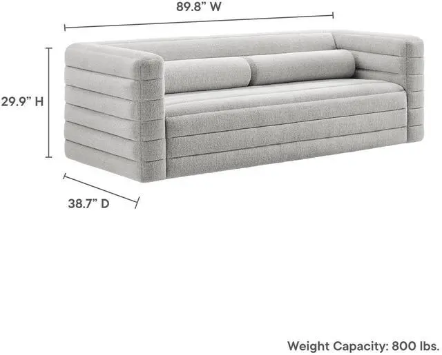 Alt view image 3 of 7 - Relle Channel Tufted Boucle Upholstered Sofa by Modway