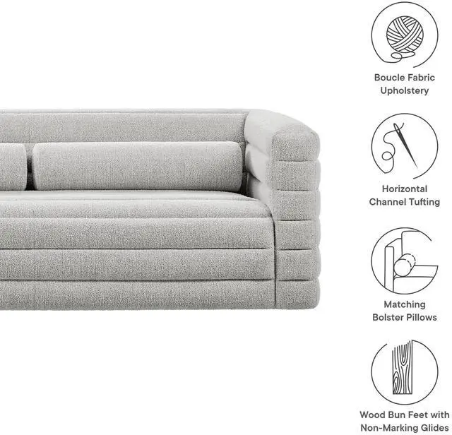 Alt view image 2 of 7 - Relle Channel Tufted Boucle Upholstered Sofa by Modway
