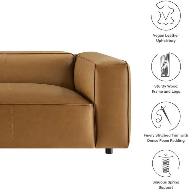 Alt view image 3 of 7 - Auren Upholstered Vegan Leather Sofa by Modway