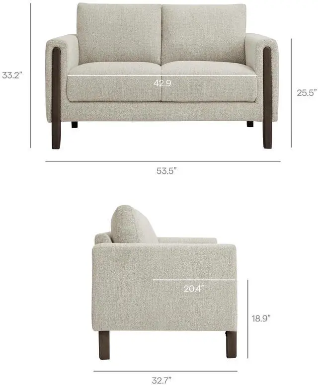Alt view image 2 of 7 - Hawken Boucle Fabric Loveseat by Modway - Mid-Century Modern Upholstered Accent Sofa