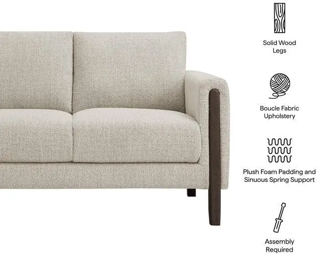 Alt view image 3 of 7 - Hawken Boucle Fabric Loveseat by Modway - Mid-Century Modern Upholstered Accent Sofa