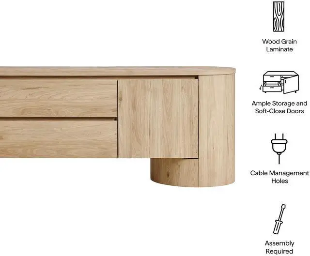 Alt view image 2 of 7 - Duval 71 Inch Oval TV Cabinet by Modway EEI-7440 Mid-Century Modern Entertainment Console