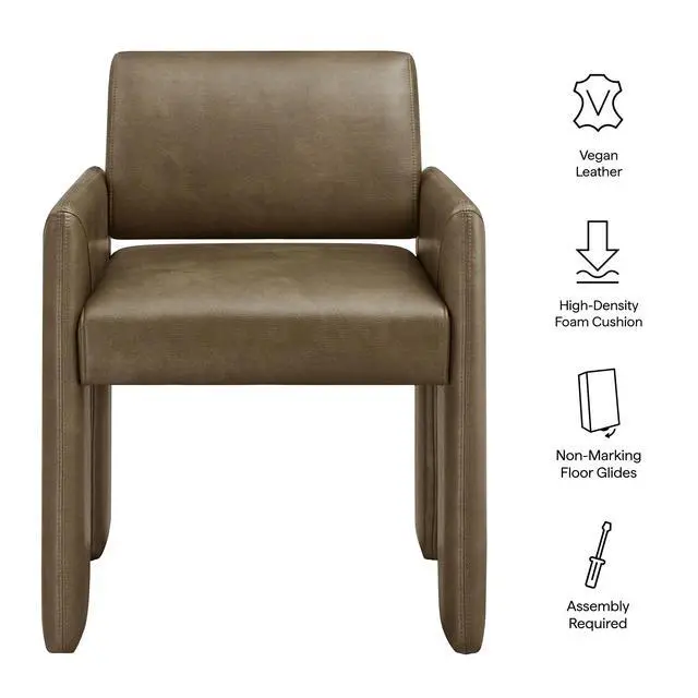 Alt view image 3 of 7 - Daven Vegan Leather Dining Armchair by Modway EEI-7443 - Modern Upholstered Dining Chair