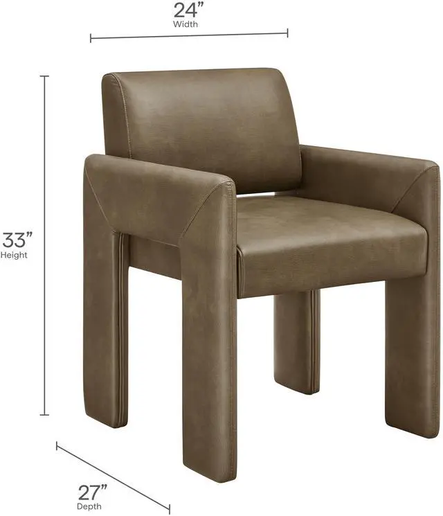 Alt view image 2 of 7 - Daven Vegan Leather Dining Armchair by Modway EEI-7443 - Modern Upholstered Dining Chair