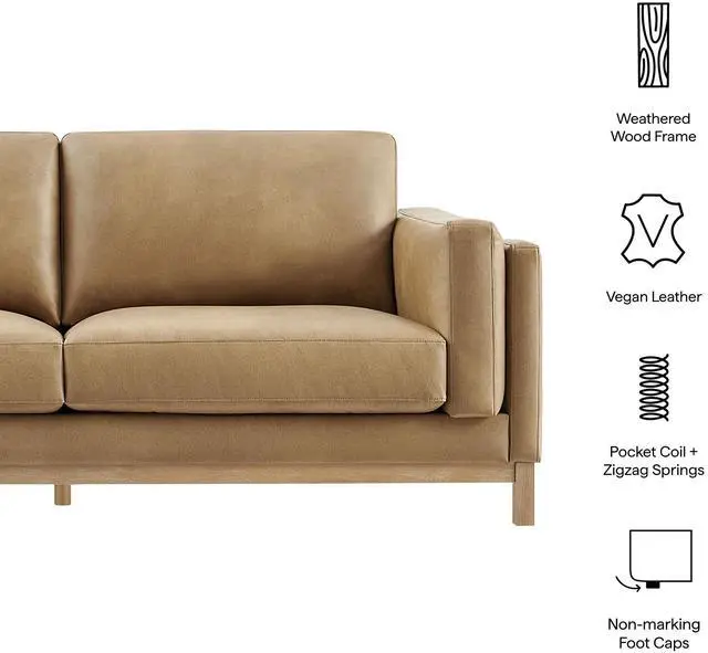 Alt view image 2 of 7 - Roscoe 81-Inch Vegan Leather Sofa by Modway EEI-7335 Modern Upholstered Seating
