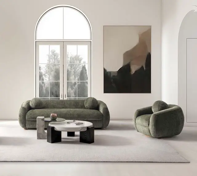 Alt view image 2 of 7 - Tribeca Mid-Century Modern 2-Piece Sofa Set in Olive Green 2-ACSF16-OG