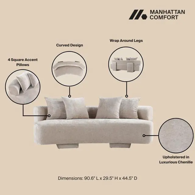 Alt view image 6 of 7 - Verandah Mid-Century Modern 2-Piece Sofa Set in Beige 2-LSAC1769-BE