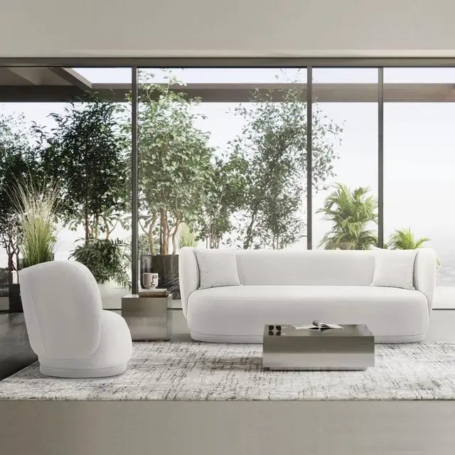 Alt view image 2 of 7 - Siri Modern 2-Piece Sofa Set in Cream 2-SFAC5710-CR