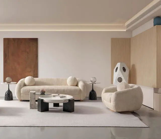 Alt view image 2 of 7 - Tribeca Mid-Century Modern 2-Piece Sofa Set in Cream 2-ACSF16-CR