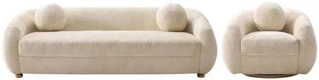 Main image of Tribeca Mid-Century Modern 2-Piece Sofa Set in Cream 2-ACSF16-CR