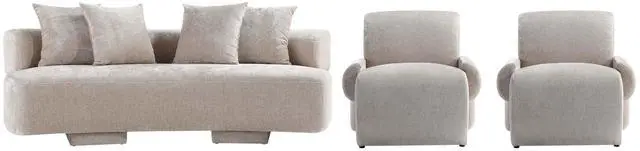 Main image of Verandah Mid-Century Modern 3-Piece Sofa Set in Beige 3-LSAC1769-BE