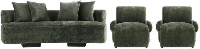 Main image of Verandah Mid-Century Modern 3-Piece Sofa Set in Olive Green 3-LSAC1769-OG