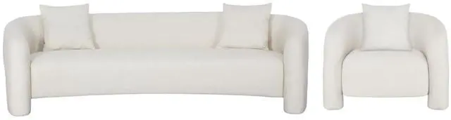 Main image of Sylvia Modern Glam 2-Piece Sofa Set in Ivory 2-SFAC1770-AN