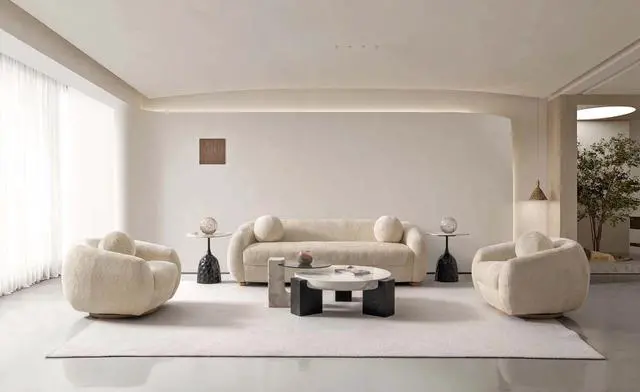 Alt view image 2 of 7 - Tribeca Mid-Century Modern 3-Piece Sofa Set in Cream 3-ACSF16-CR
