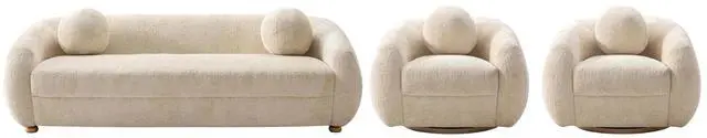 Main image of Tribeca Mid-Century Modern 3-Piece Sofa Set in Cream 3-ACSF16-CR