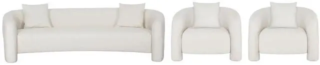 Main image of Sylvia Modern Glam 3-Piece Sofa Set in Ivory 3-SFAC1770-AN