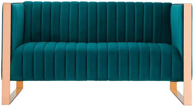 Main image of Trillium Mid-Century Modern 57" Velvet Loveseat in Teal LS016-TL