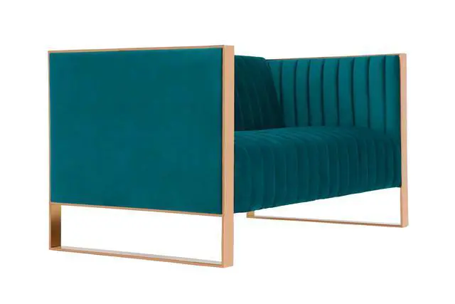 Alt view image 4 of 7 - Trillium Mid-Century Modern 57" Velvet Loveseat in Teal LS016-TL
