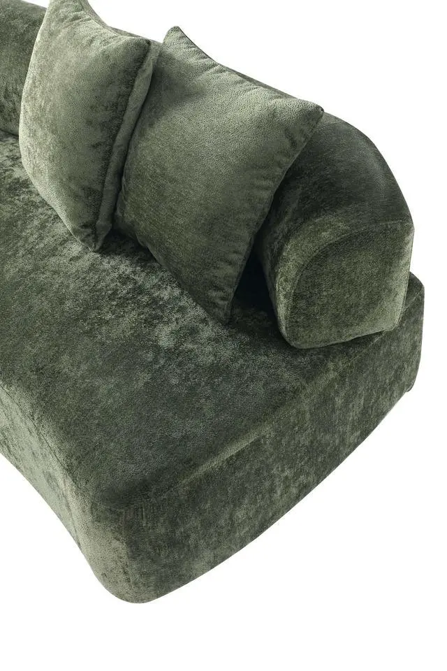 Alt view image 5 of 7 - Verandah Mid-Century Modern 91" Chenille Sofa in Olive Green LS017-OG
