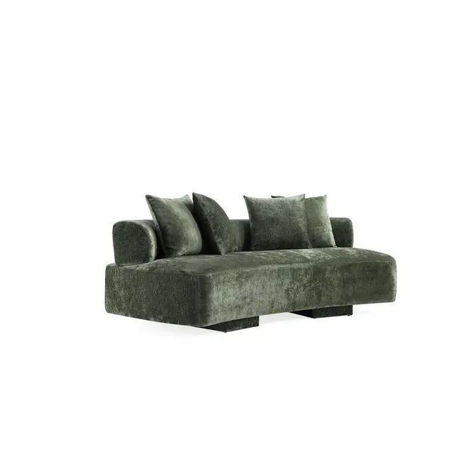 Alt view image 6 of 7 - Verandah Mid-Century Modern 91" Chenille Sofa in Olive Green LS017-OG