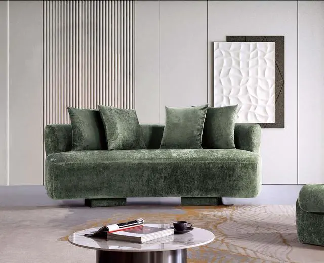 Alt view image 2 of 7 - Verandah Mid-Century Modern 91" Chenille Sofa in Olive Green LS017-OG