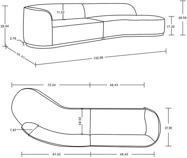 Alt view image 3 of 6 - Daria Modern Chenille Sectional Sofa SF012 Contemporary Upholstered Living Room Furniture