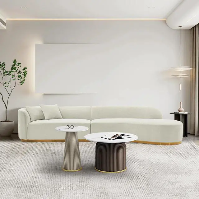 Alt view image 2 of 6 - Daria Modern Chenille Sectional Sofa SF012 Contemporary Upholstered Living Room Furniture