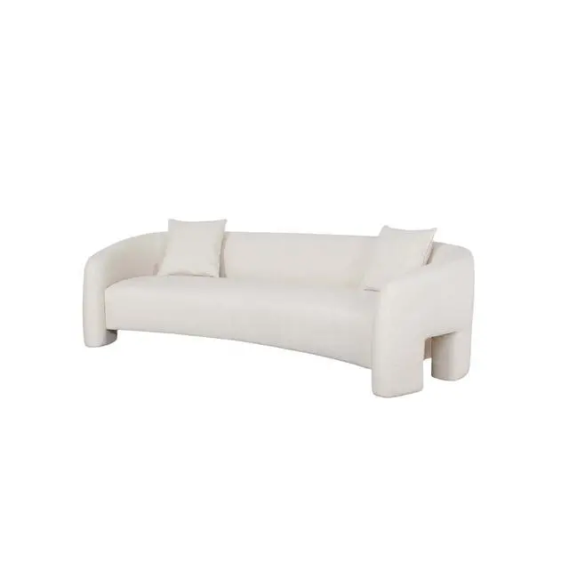 Alt view image 6 of 7 - Sylvia Modern Glam 104" Tweed Loveseat in Ivory SF017-AN