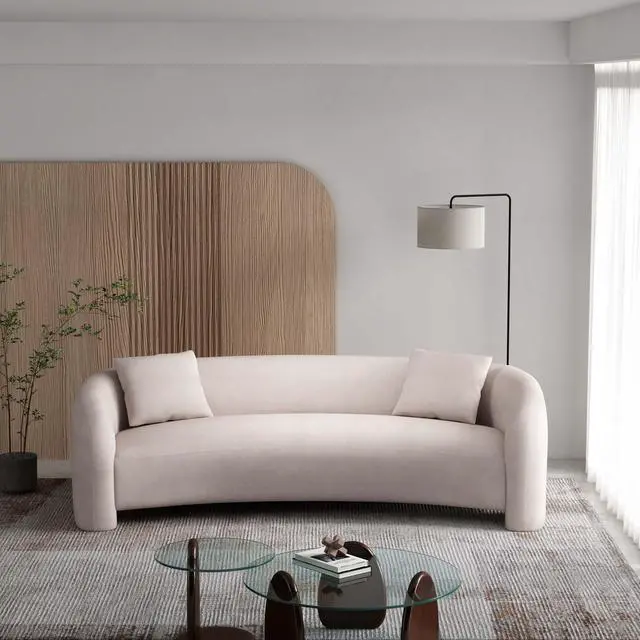 Alt view image 2 of 7 - Sylvia Modern Glam 104" Tweed Loveseat in Ivory SF017-AN