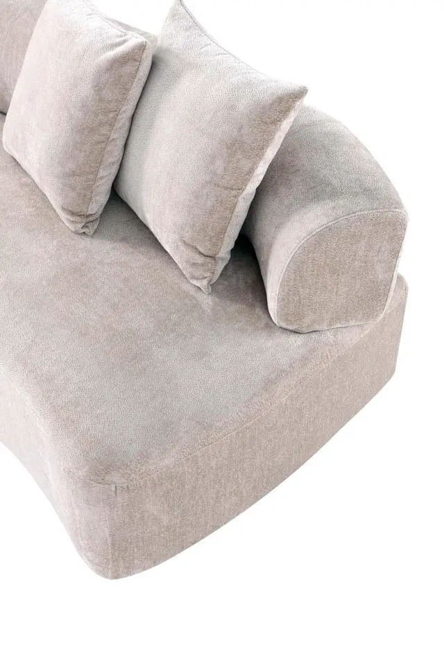 Alt view image 5 of 7 - Verandah Mid-Century Modern 91" Chenille Sofa in Beige LS017-BE