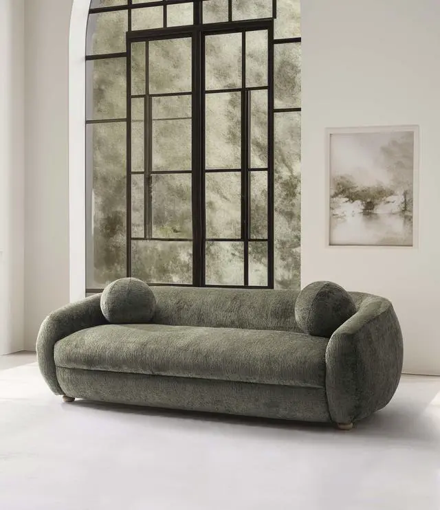 Alt view image 2 of 2 - Tribeca Mid-Century Modern Chenille Sofa for Living Room Upholstered Contemporary Design